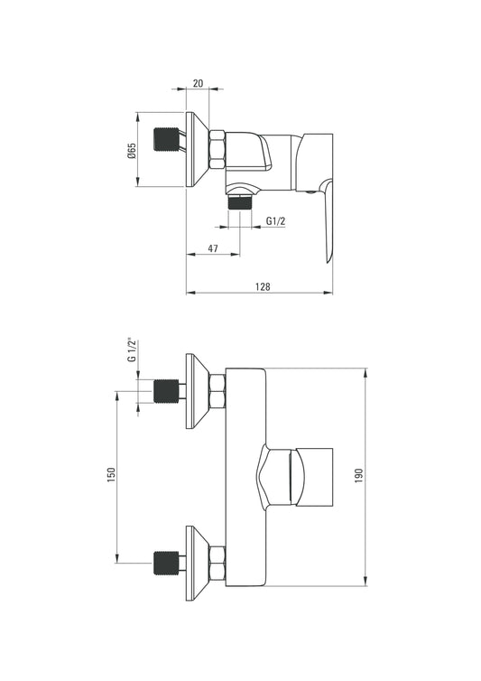 DEANTE Corio Duscharmatur mit ECO-Klickkopf // Chrom // BFCE040M