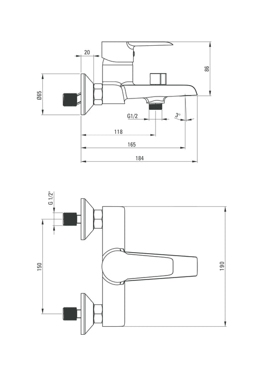 DEANTE Corio Wannenarmatur // Chrom // BFC-010M