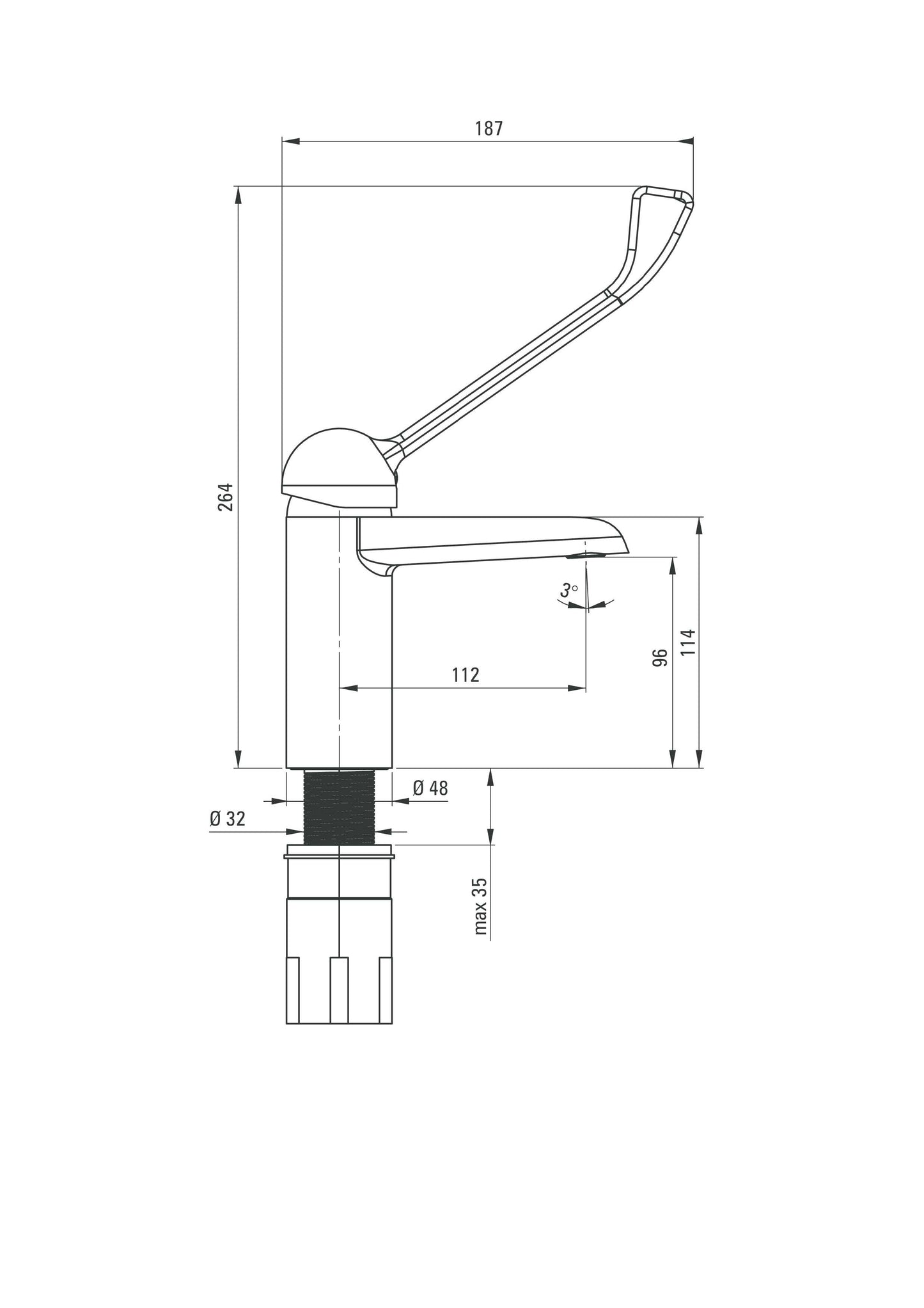DEANTE Corio wash basin mixer with clinic lever // Chrome // BFC-020C