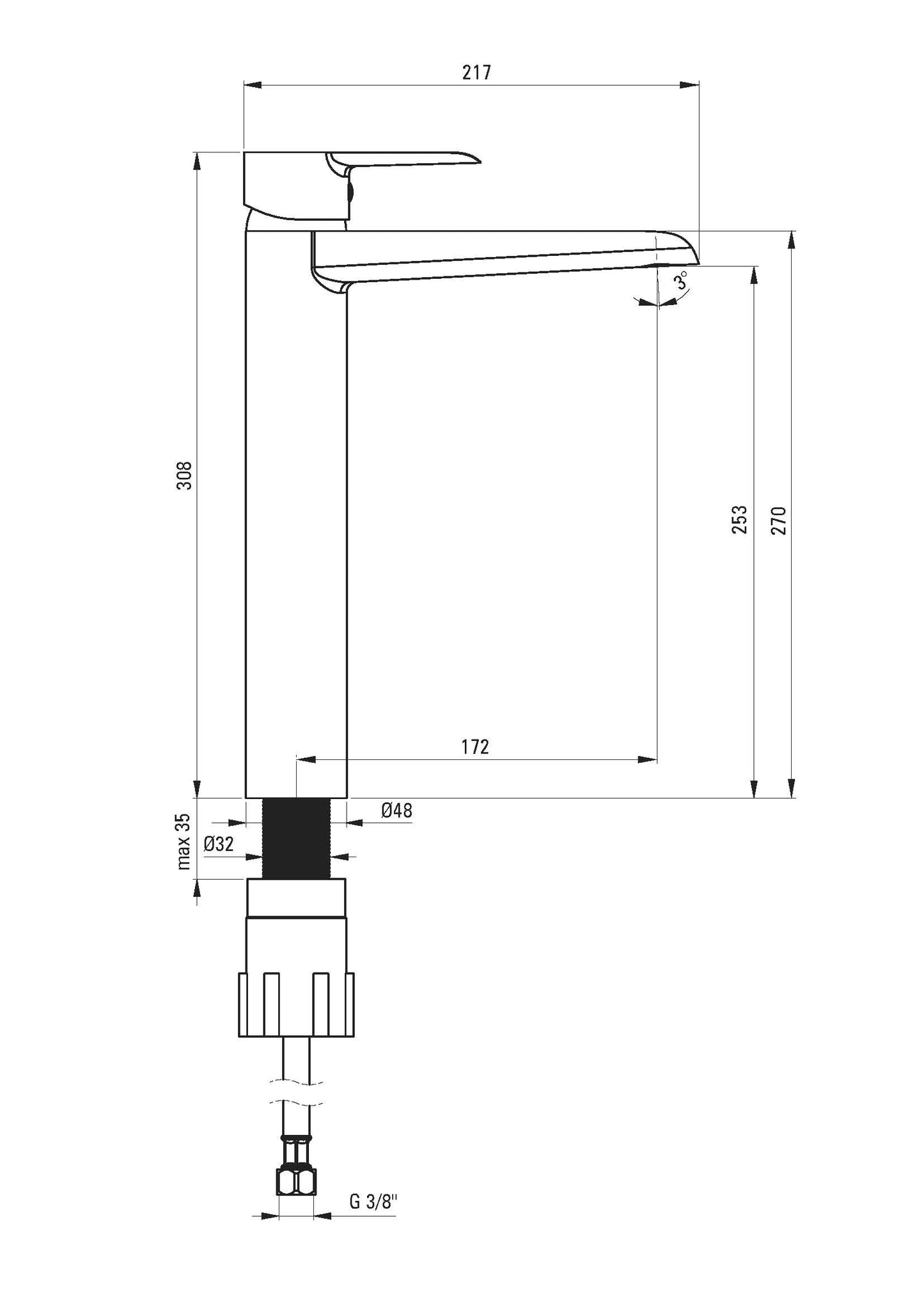 DEANTE Corio mezclador de lavabo alto // Cromo // BFC-020K