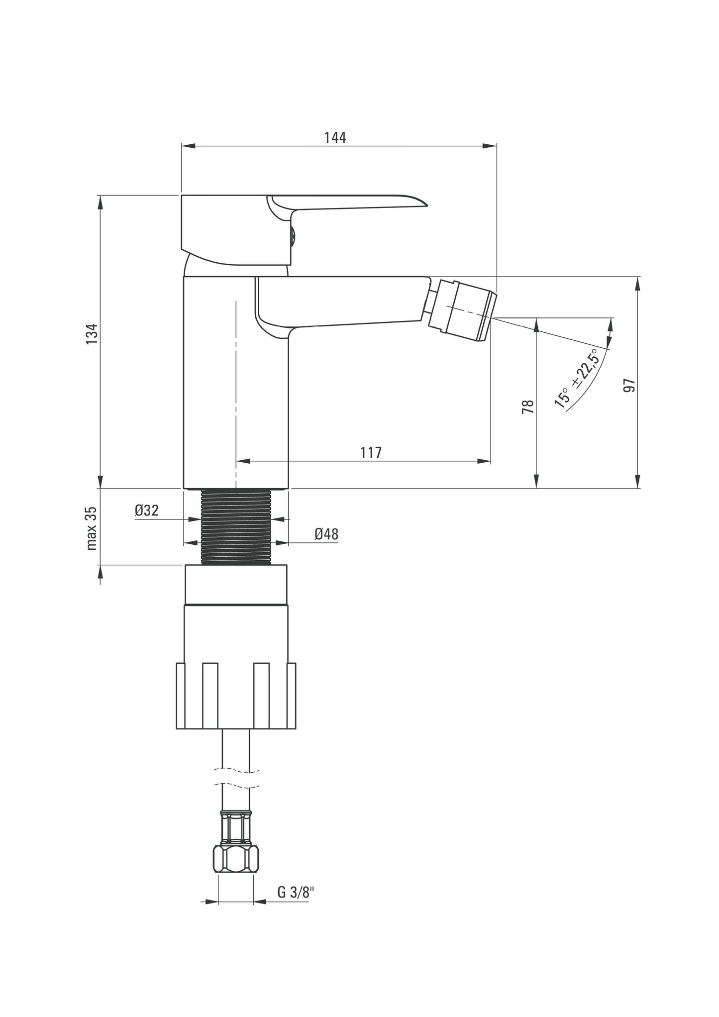 DEANTE Corio Bidet-Armatur // Chrom // BFC-030M