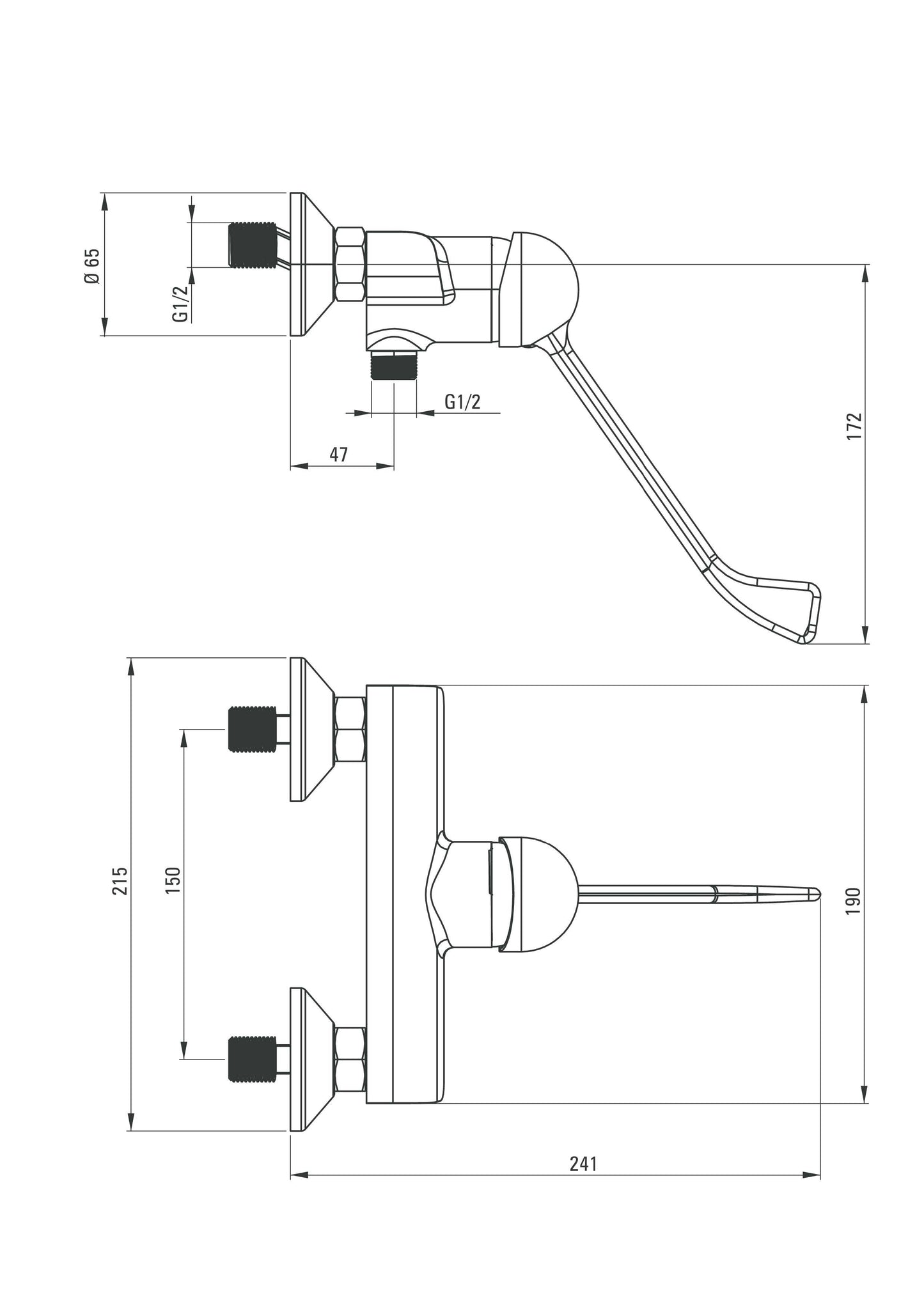 Mezclador de ducha DEANTE Corio con cabezal de clic ECO y palanca clínica // Cromo // BFCE040C