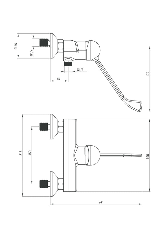 DEANTE Corio Duscharmatur mit ECO-Klickkopf und Klinikhebel // Chrom // BFCE040C