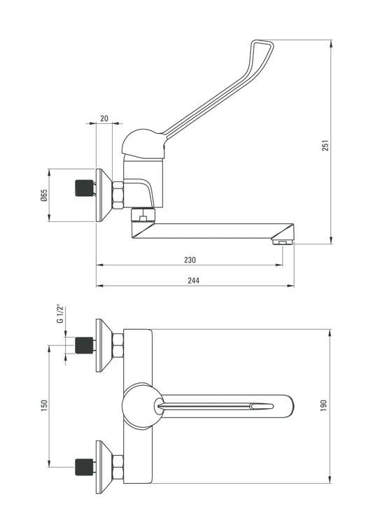 DEANTE Corio Waschtischarmatur mit Schwenkauslauf und Klinikhebel // Chrom // BFC-050C