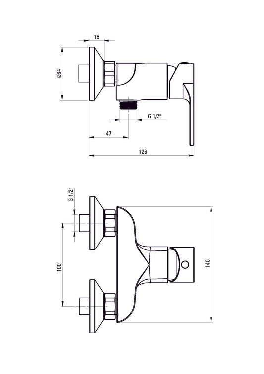 DEANTE Alpinia Duscharmatur - Lochabstand 10 cm // Chrom // BGA-04RM