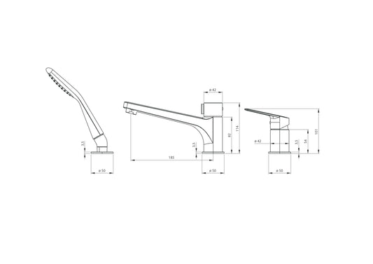 DEANTE Jasmin 3-Loch-Wannenarmatur // Nero // BGJ-N13M