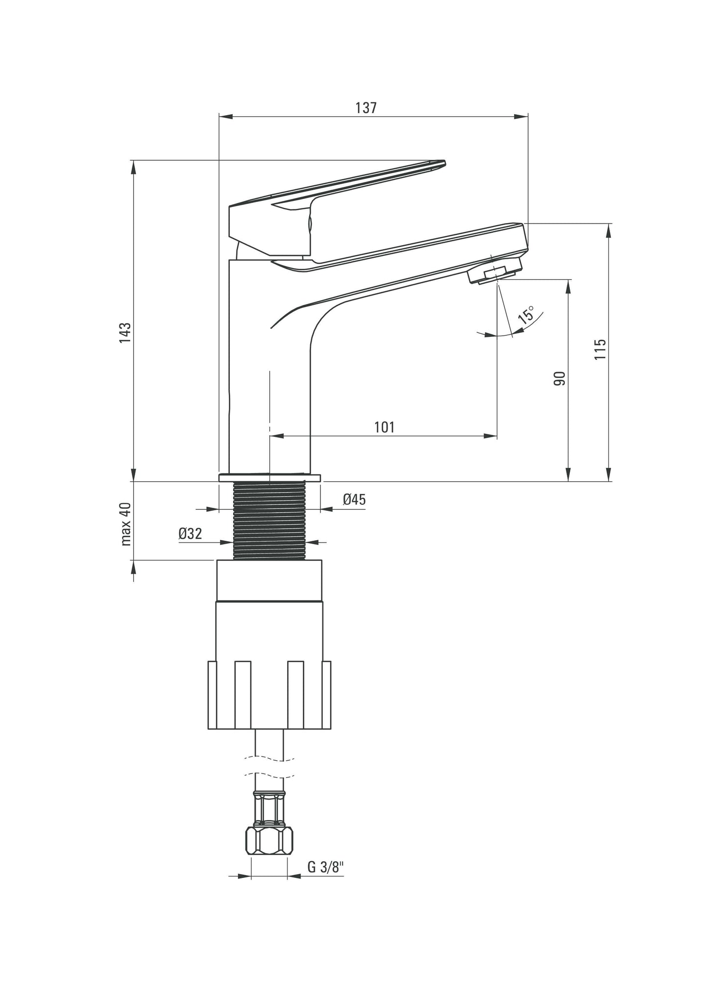 Mezclador de lavabo DEANTE Jasmin // Cromo // BGJ-020M