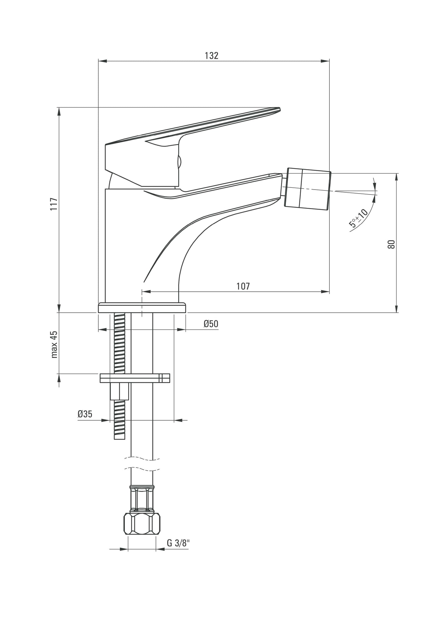 Grifo para bidé DEANTE Jasmin // Nero // BGJ-N30M