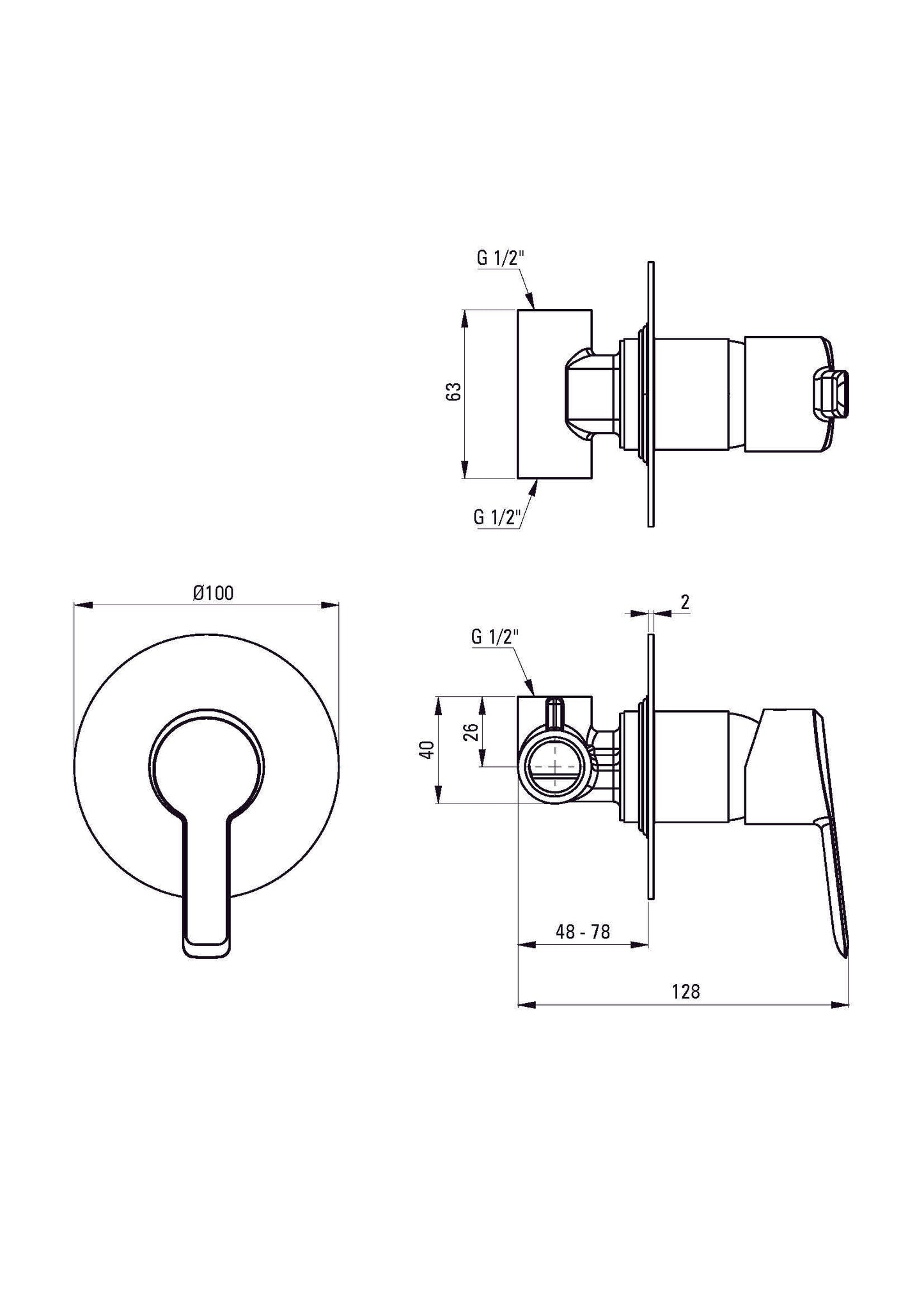 DEANTE Arnika shower fitting concealed // Nero // BQA-N44L