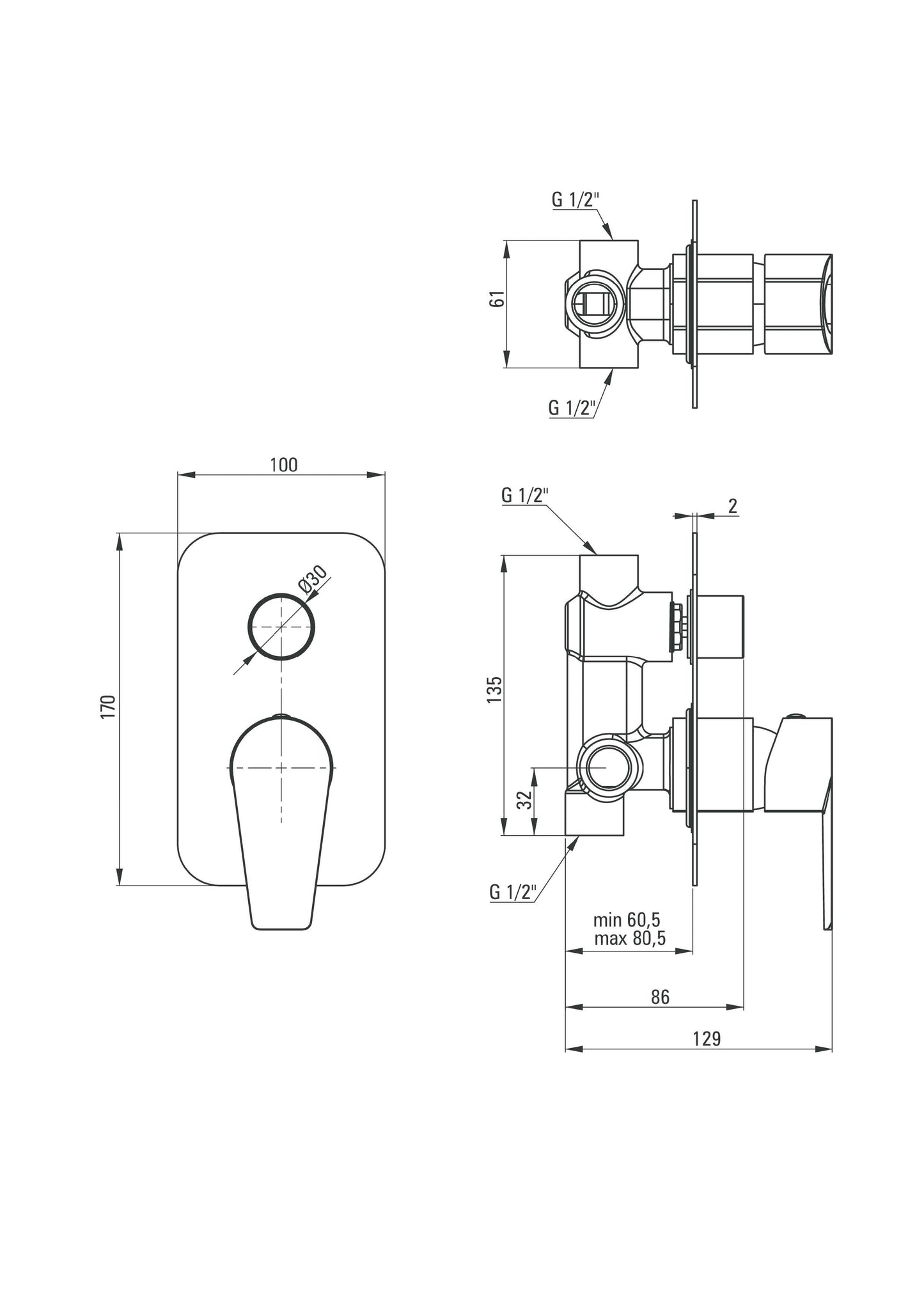 DEANTE Agawa Duscharmatur Unterputz // Chrom // BQG-045P