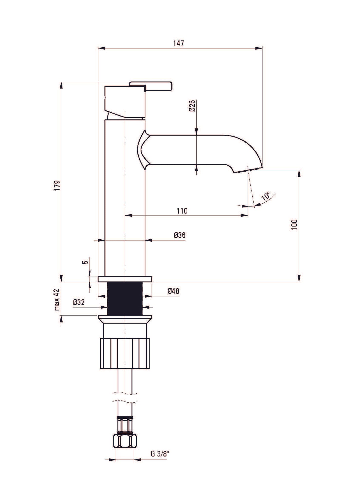 DEANTE Silia Waschtischarmatur // gebürsteter Stahl // BQS-F20M
