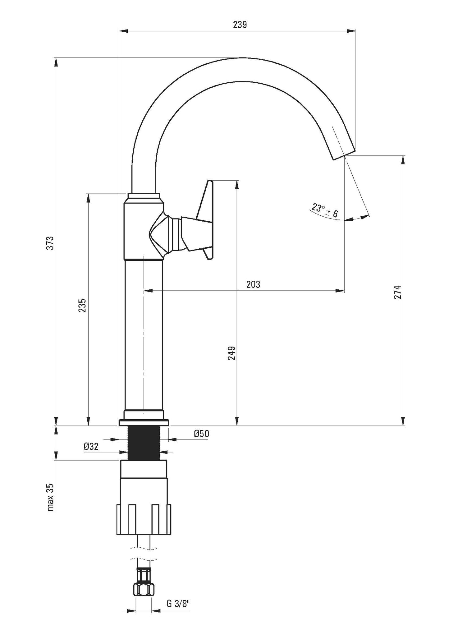 DEANTE Temisto Waschtischarmatur mit erhöhtem Korpus // Brass // BQT-M20K