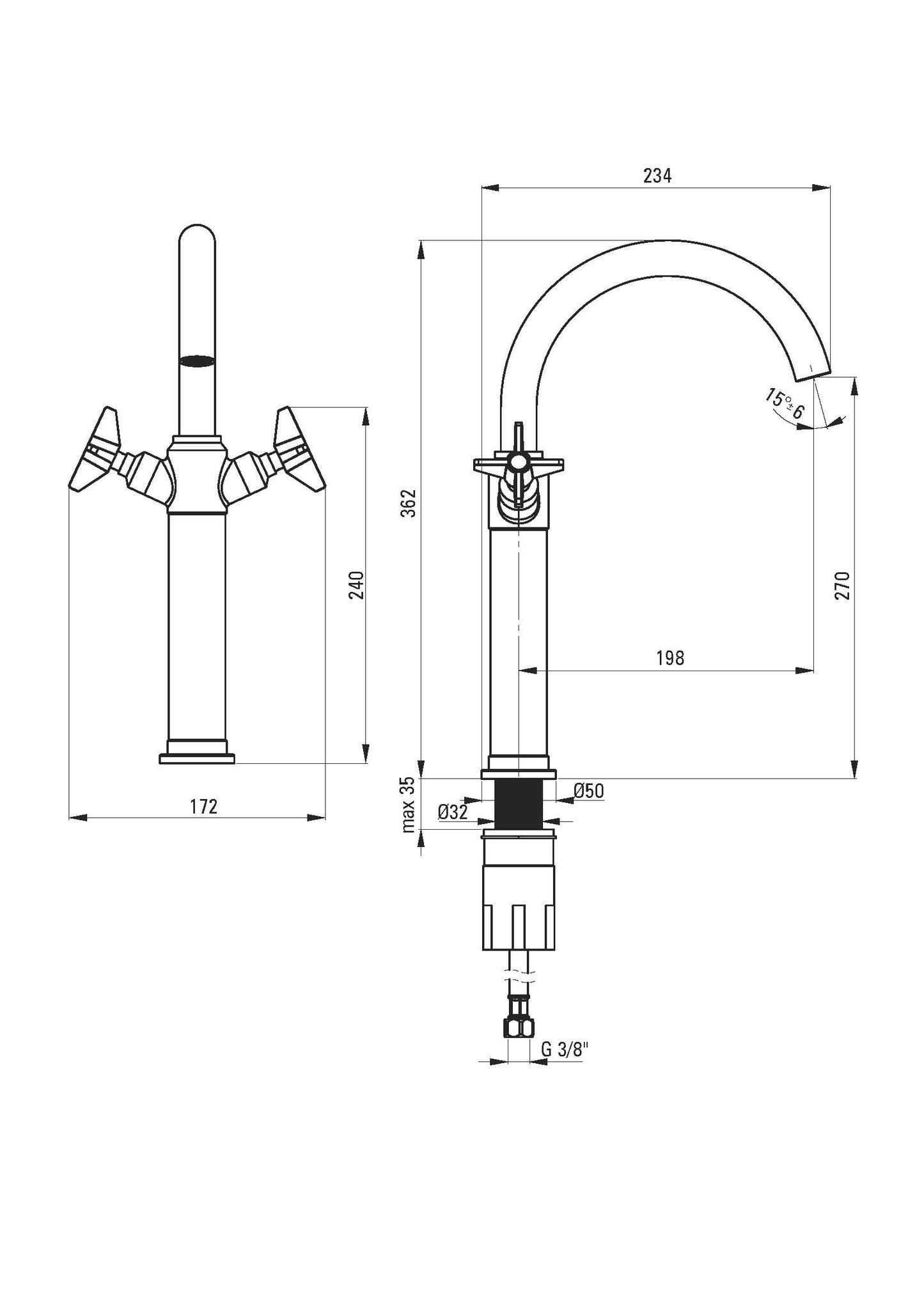 DEANTE Temisto Waschtischarmatur mit hohem Sockel // Brass // BQT-M25D