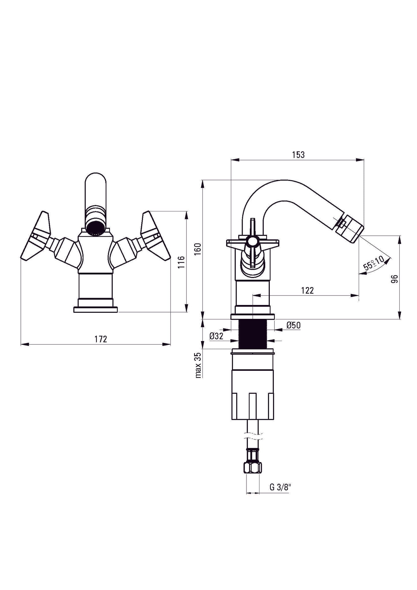 DEANTE Temisto Bidet-Armatur // Brass // BQT-M30D