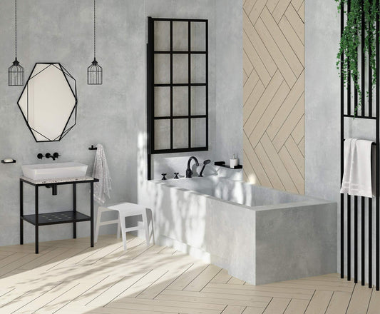 DEANTE Temisto 4-Loch-Wannenarmatur mit Brausegarnitur // Nero // BQT-N14D