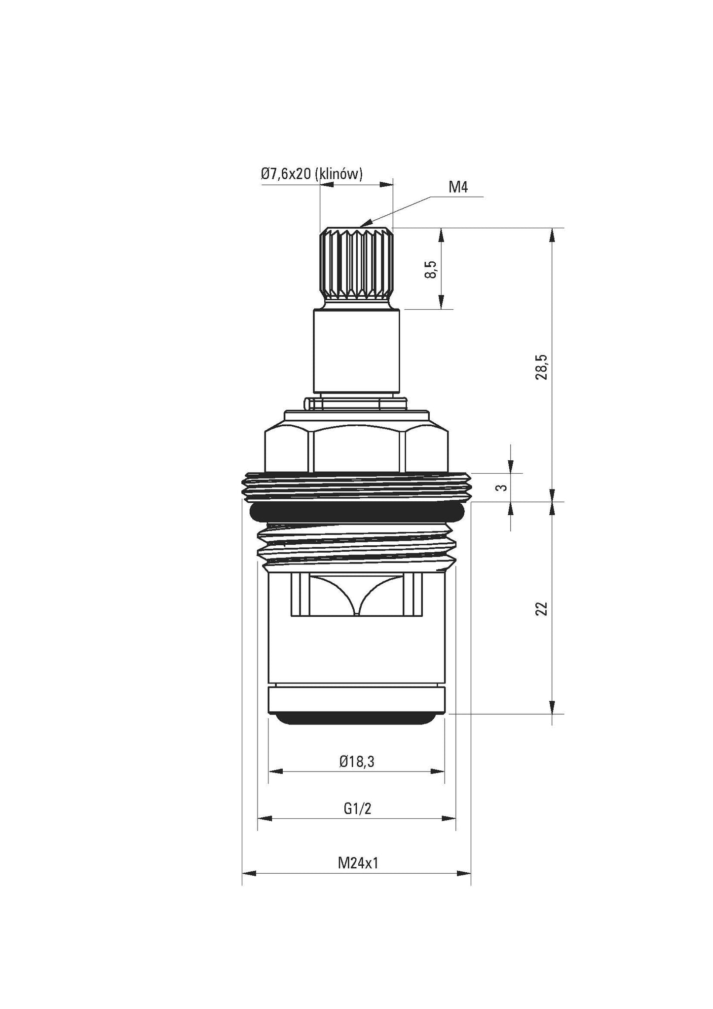 DEANTE Keramikkartusche 90° - warmes Wasser // Messing // XPCE2GJZ3
