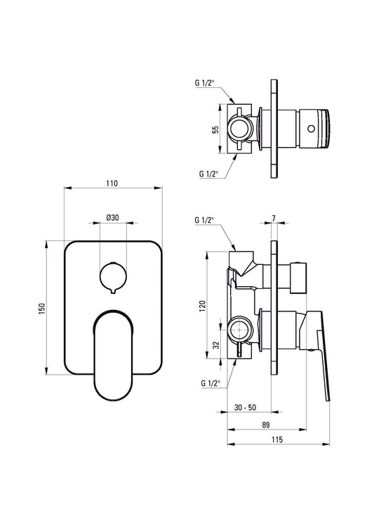 DEANTE Alpinia Duscharmatur mit Duschumschalter // Nero // BGA - N44P erhältlich bei Twoda Shop