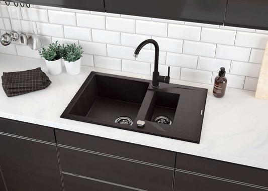 DEANTE Andante Granitspülbecken mit Abtropffläche - 1.5 - Becken // Graphit // ZQN - 2513 erhältlich bei Twoda Shop