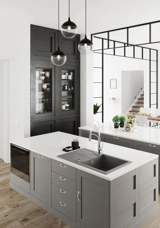 DEANTE Andante Granitspülbecken mit Abtropffläche // Grau Metallic // ZQN - S113 erhältlich bei Twoda Shop