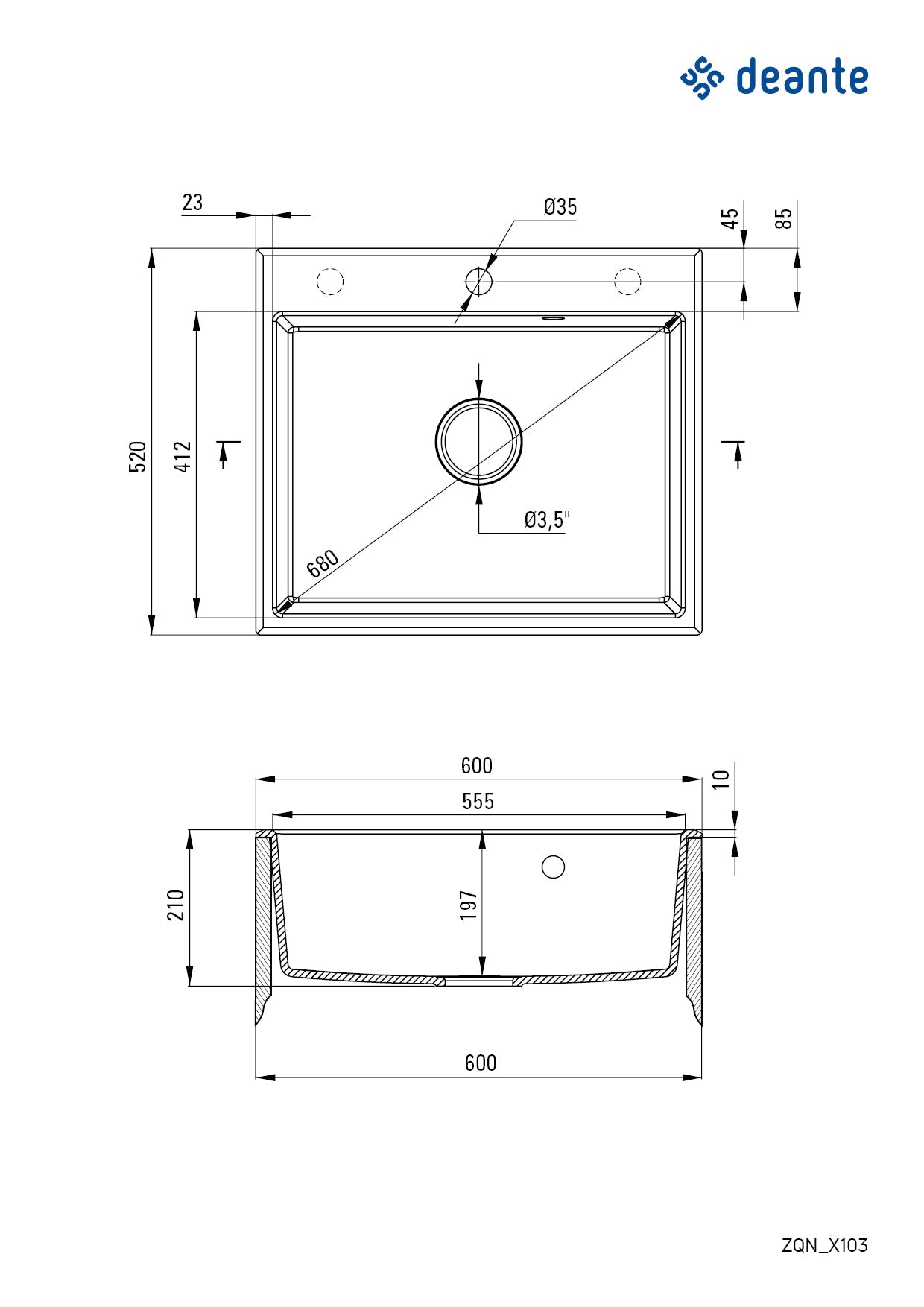 DEANTE Andante Granitspülbecken // Sand // ZQN - 7103 erhältlich bei Twoda Shop