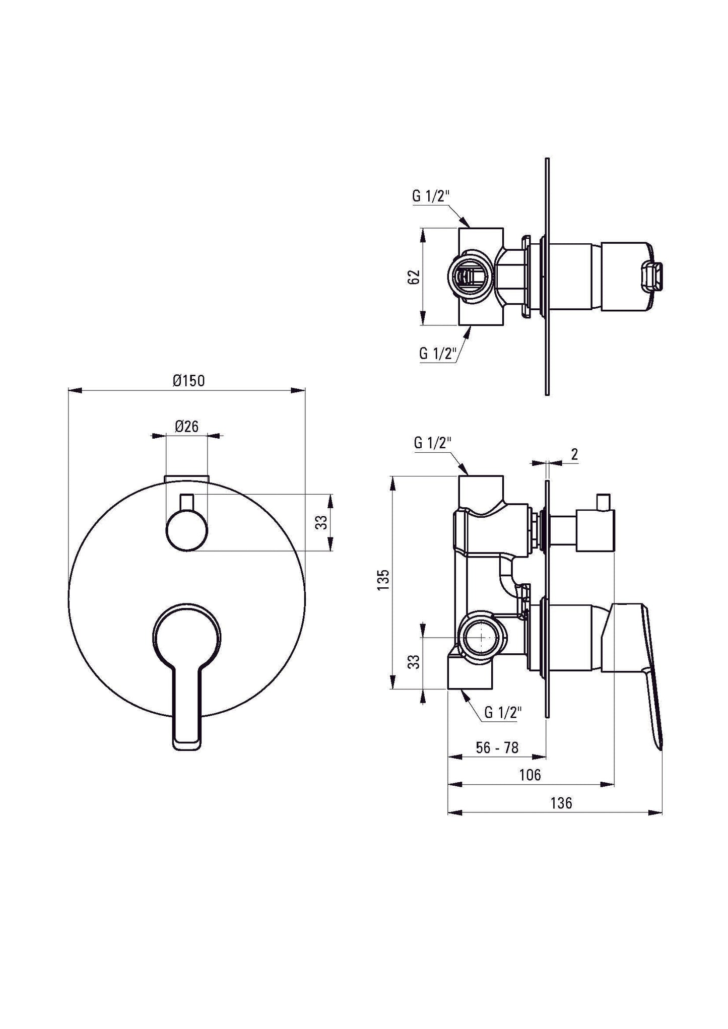 DEANTE Arnika Duscharmatur mit Umstellventil Unterputz // Titan // BQA - D44P erhältlich bei Twoda Shop