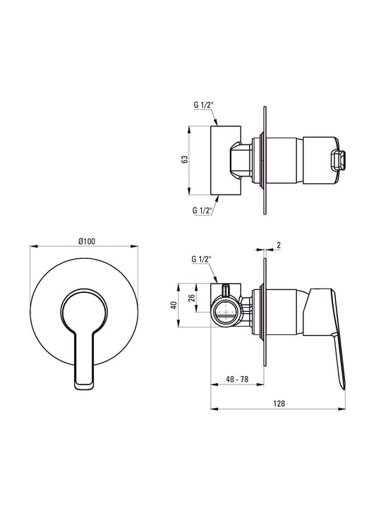 DEANTE Arnika Duscharmatur Unterputz // Gold gebürstet // BQA - R44L erhältlich bei Twoda Shop