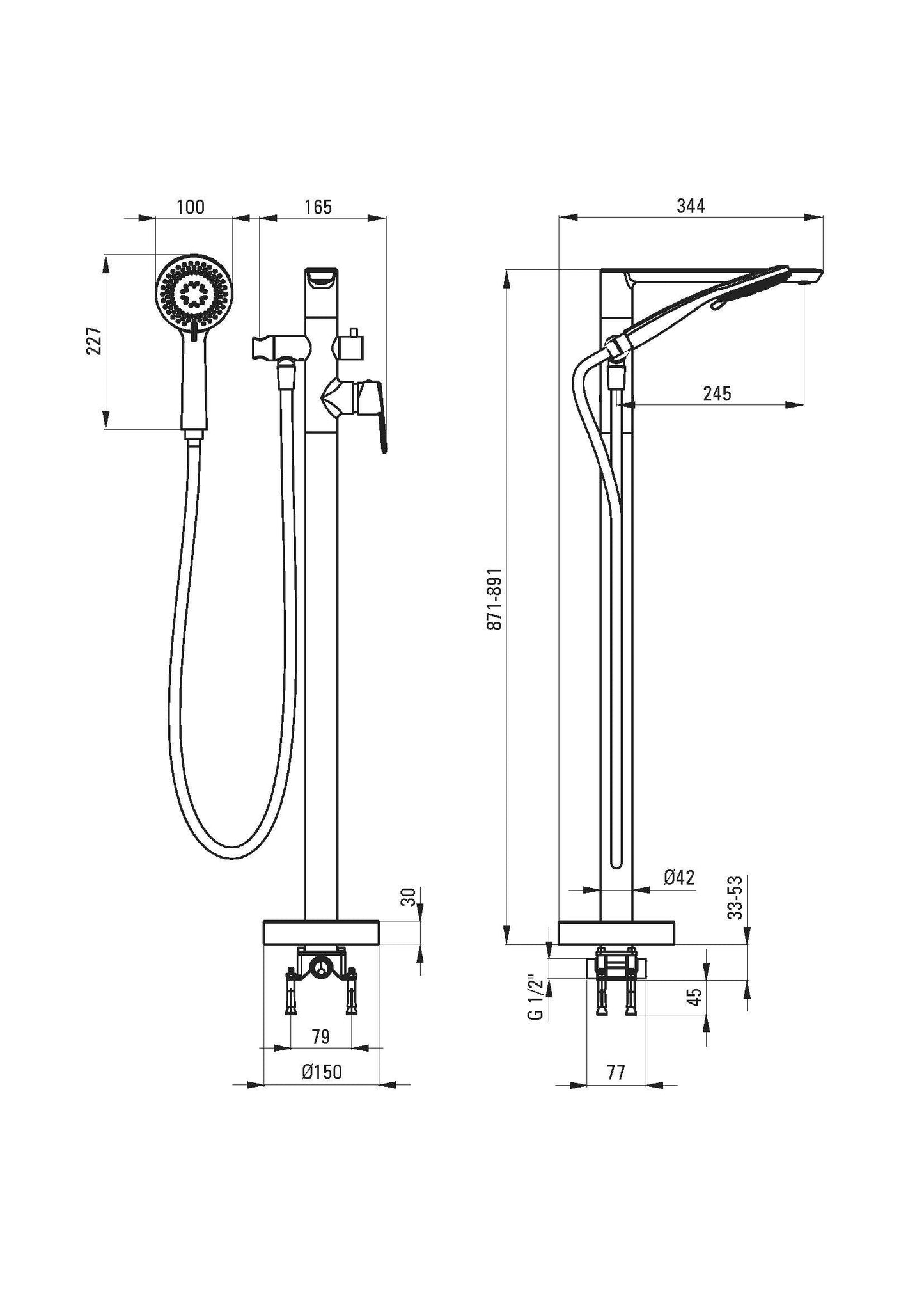 DEANTE Arnika Freistehende Wannenarmatur mit Brausegarnitur // Gold // BQA - Z17M erhältlich bei Twoda Shop