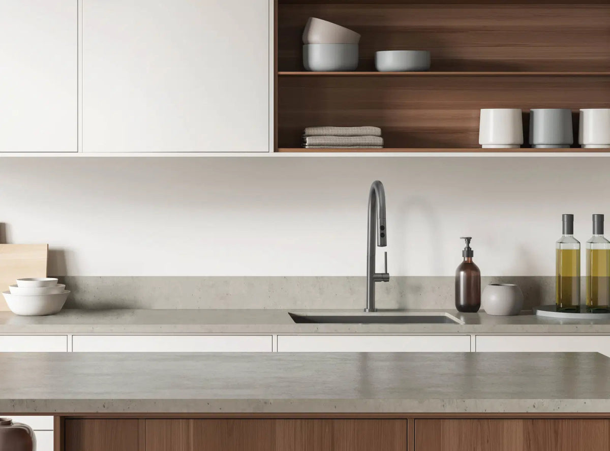 DEANTE Olfato Küchenarmatur mit ausziehbarem Auslauf – 2 Strahlarten // Titanium // BQO - D72M erhältlich bei Twoda Shop