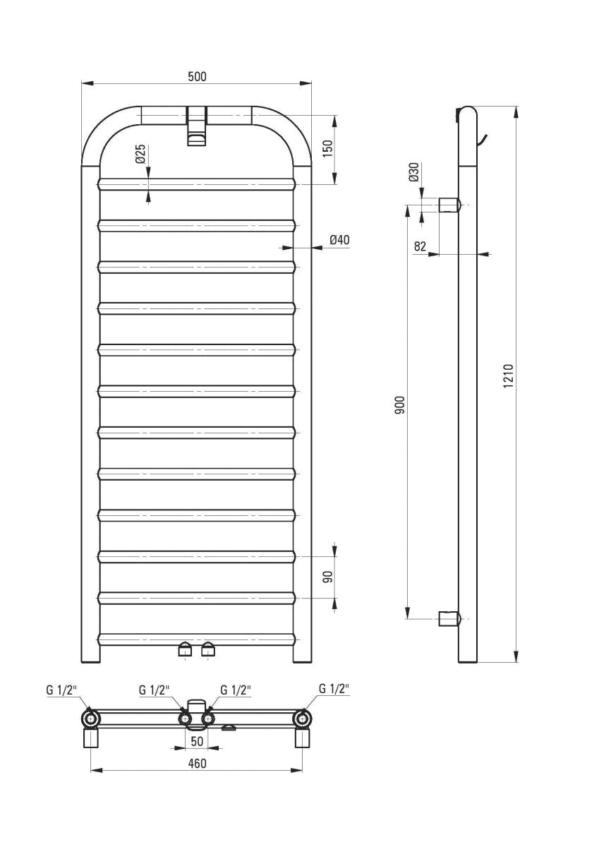 DEANTE Silia Badheizkörper – Höhe 121 cm // Stahl Matt // AGI - FG41 erhältlich bei Twoda Shop