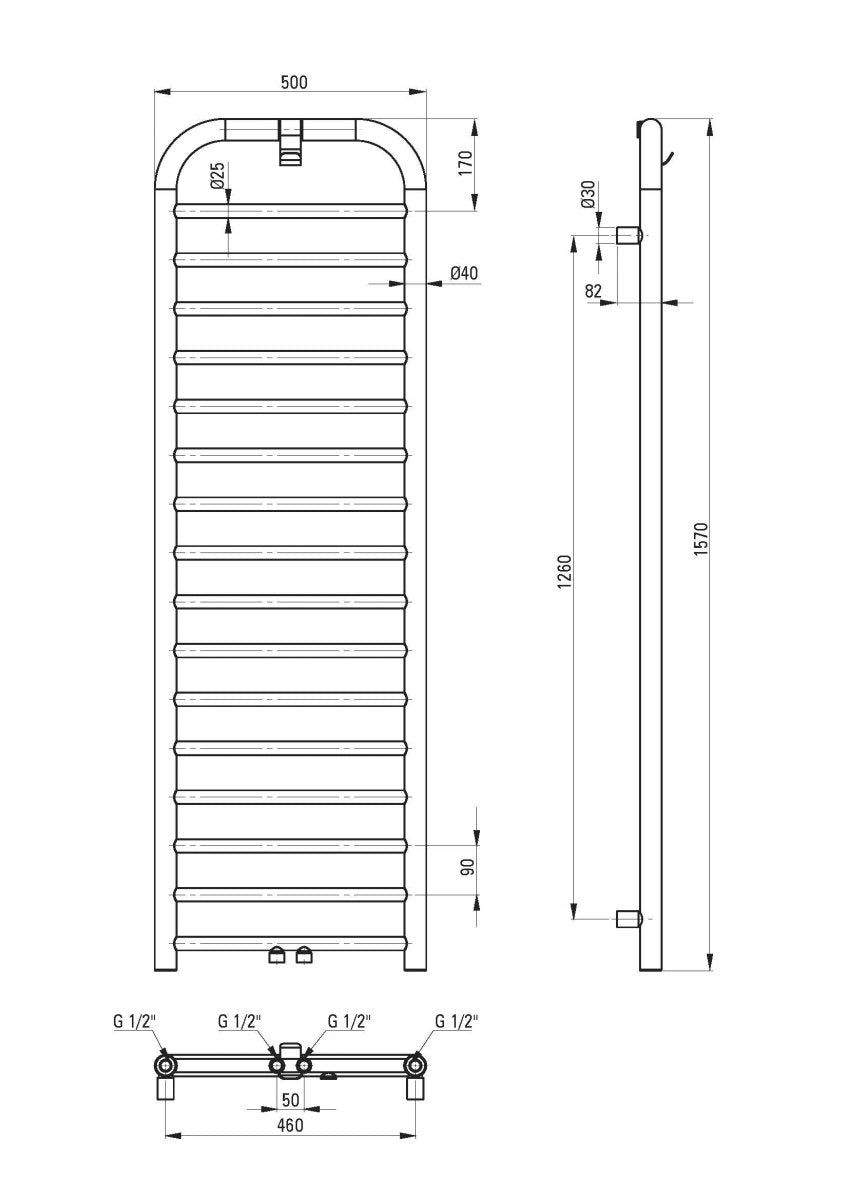 DEANTE Silia Badheizkörper – Höhe 157 cm // Bianco // AGI - AG51 erhältlich bei Twoda Shop