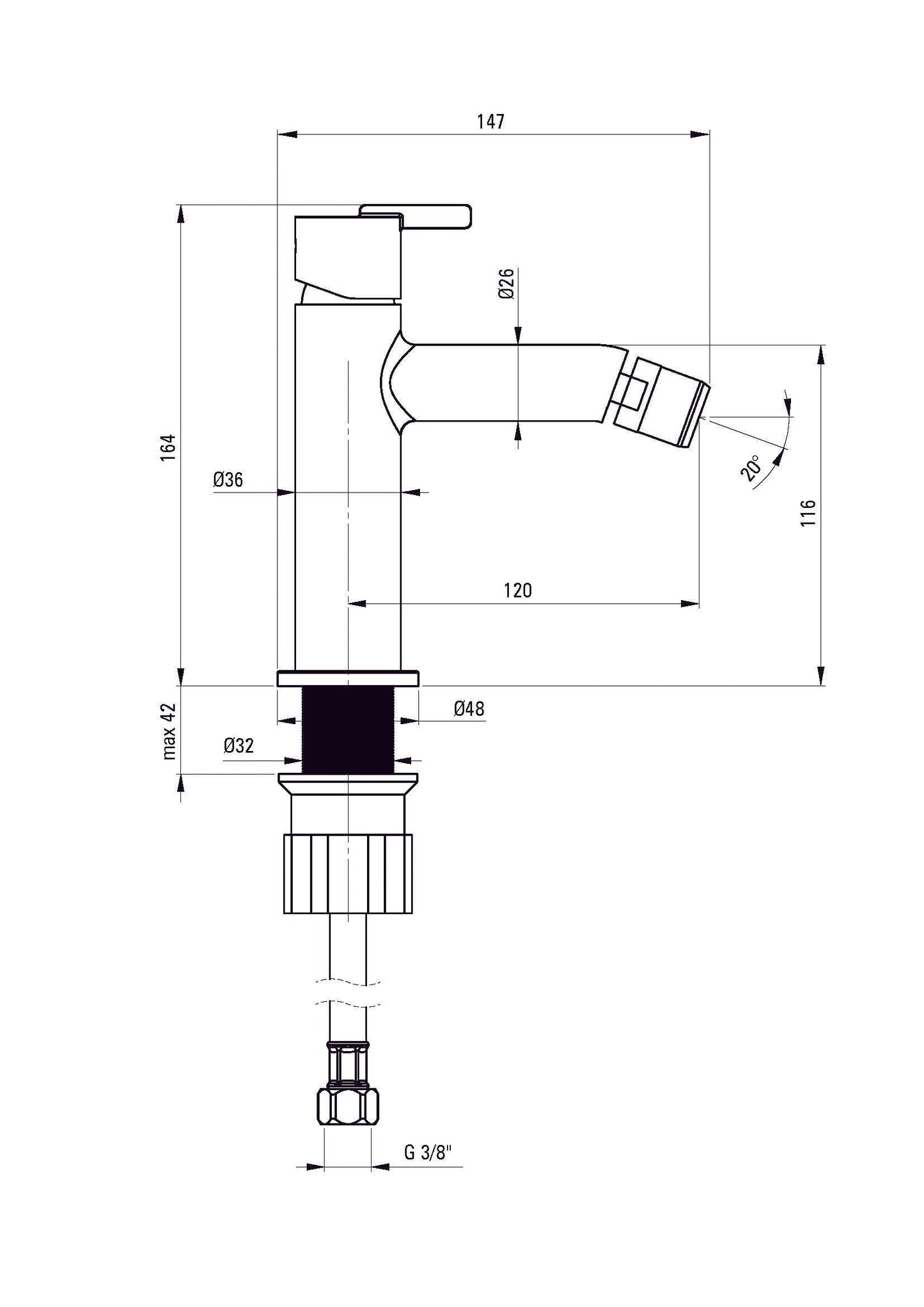 DEANTE Silia Bidet - Armatur // Chrom // BQS - 030M erhältlich bei Twoda Shop