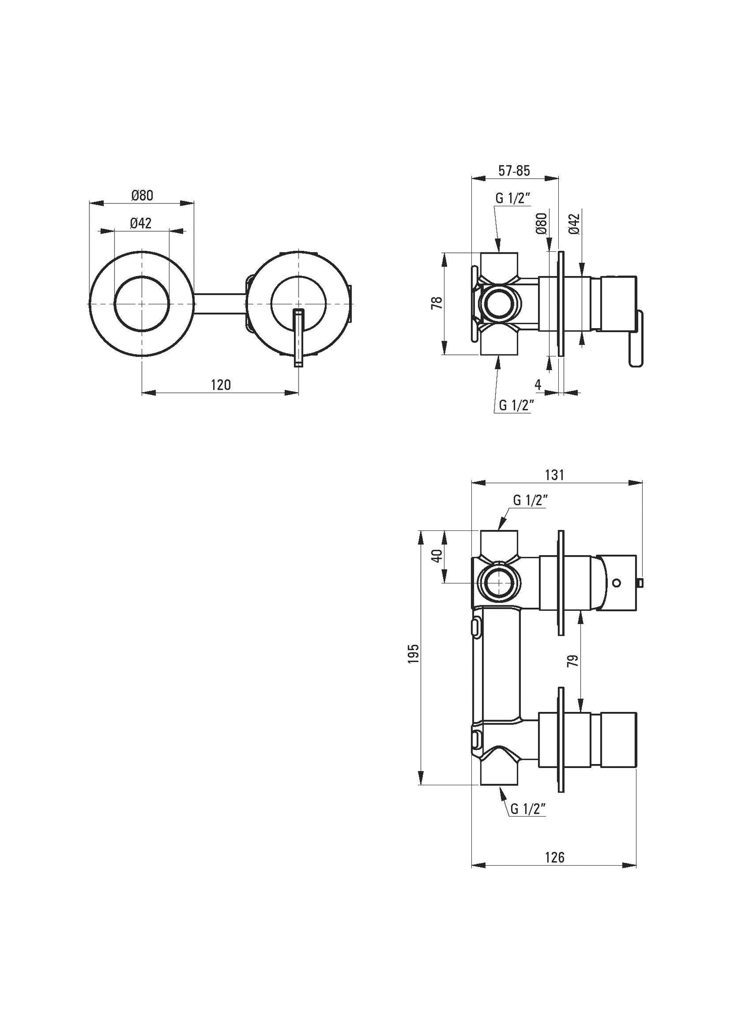 DEANTE Silia Duscharmatur mit Strahlschalter - Horizontal // gebürsteter Stahl // BQS - F46P erhältlich bei Twoda Shop