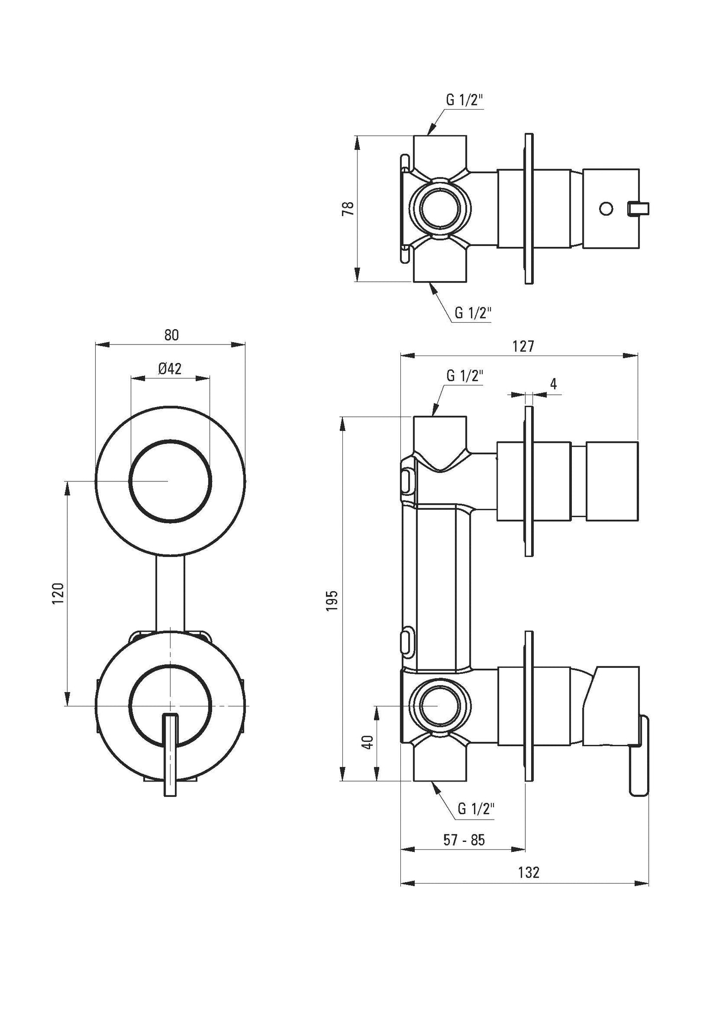 DEANTE Silia Duscharmatur mit Strahlschalter // Titanium // BQS - D44P erhältlich bei Twoda Shop
