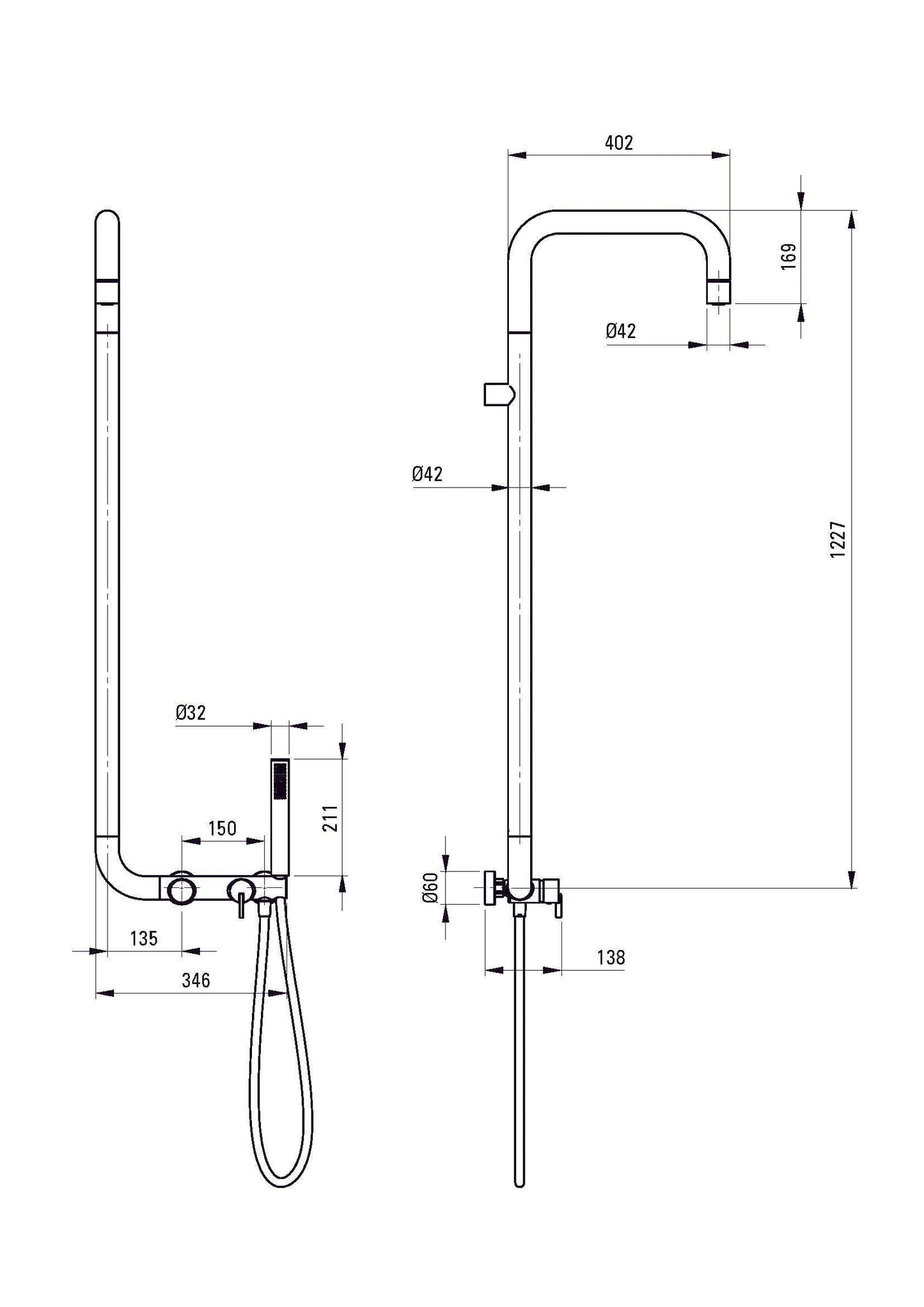 DEANTE Silia Duschsystem mit Regenbrause // gebürstete Bronze // NQS - C4XM erhältlich bei Twoda Shop