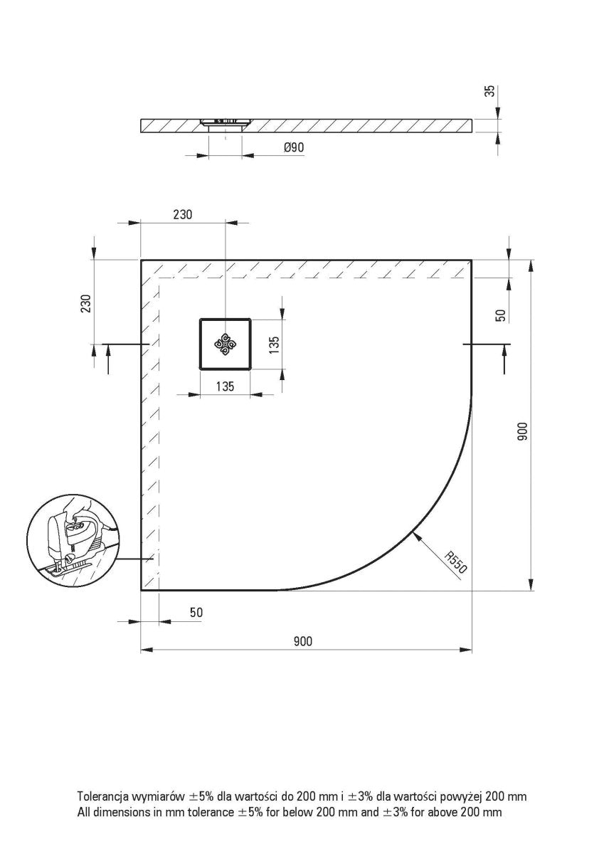DEANTE Silia Duschwanne Halbrund - 90x90 cm // Weiß // KSPA00909B erhältlich bei Twoda Shop