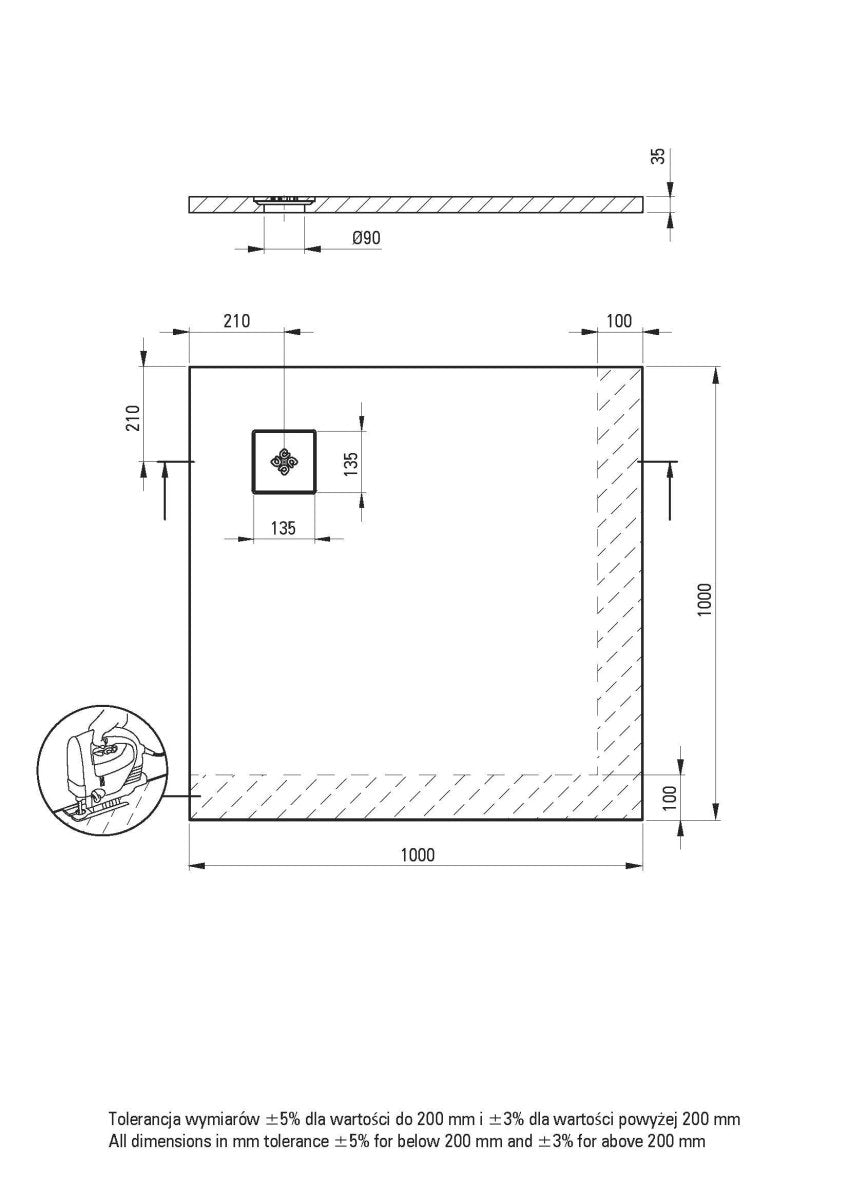 DEANTE Silia Duschwanne quadratisch – 100x100 cm // Weiß // KSKA01010B erhältlich bei Twoda Shop