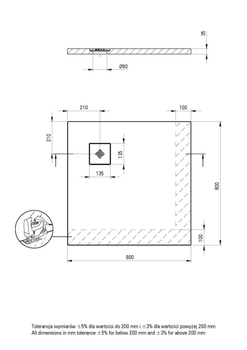 DEANTE Silia Duschwanne quadratisch – 80x80 cm // Weiß // KSKA00808B erhältlich bei Twoda Shop