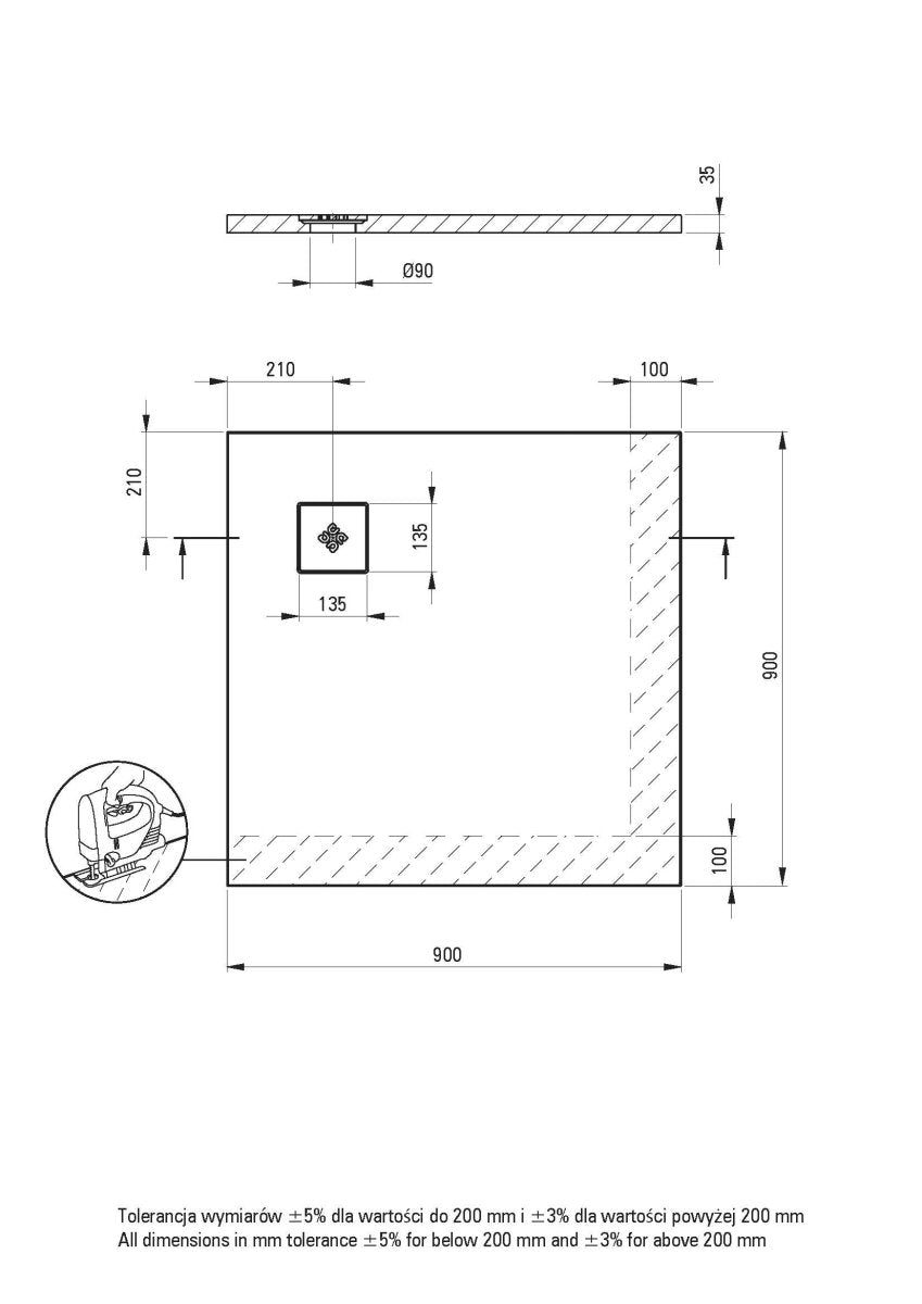 DEANTE Silia Duschwanne quadratisch – 90x90 cm // Weiß // KSKA00909B erhältlich bei Twoda Shop