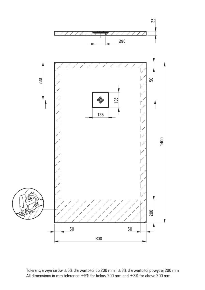DEANTE Silia Duschwanne rechteckig – 80x140 cm // Weiß // KSKA00814B erhältlich bei Twoda Shop