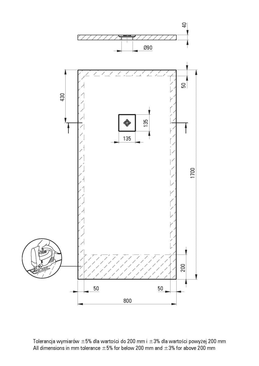 DEANTE Silia Duschwanne rechteckig – 80x170 cm // Weiß // KSKA00817B erhältlich bei Twoda Shop