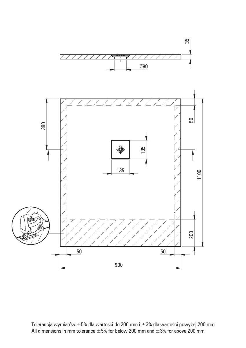 DEANTE Silia Duschwanne rechteckig – 90x110 cm // Weiß // KSKA00911B erhältlich bei Twoda Shop