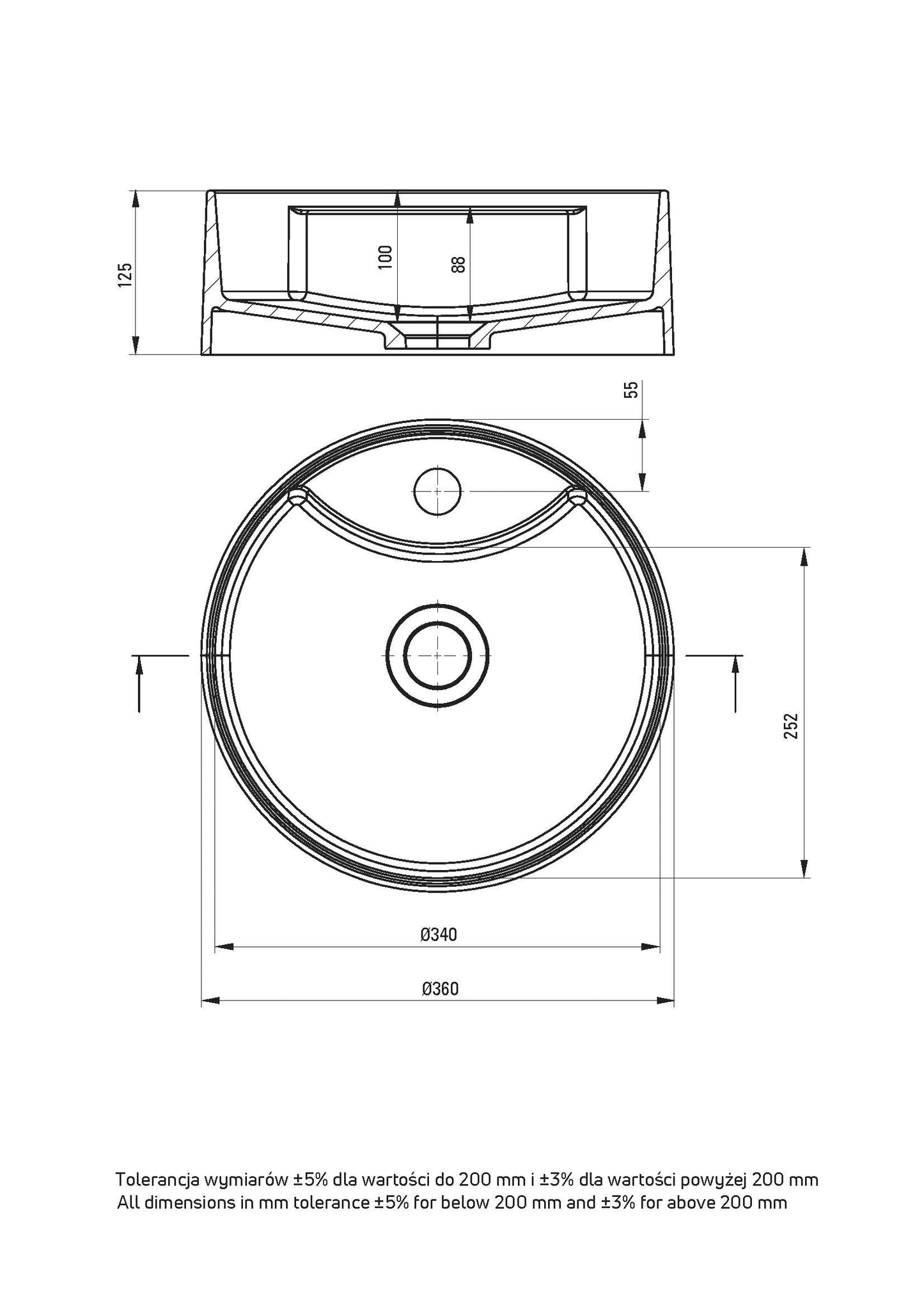 DEANTE Silia Granit - Aufsatzwaschbecken mit Armaturenbank // Anthrazit Metallic // CQS - TU4B erhältlich bei Twoda Shop
