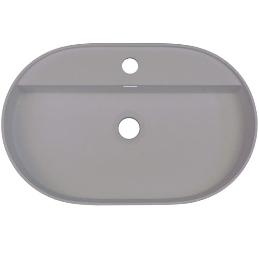 DEANTE Silia Granit - Aufsatzwaschbecken mit Armaturenbank - Oval // Grau Metallic // CQS - SU6B erhältlich bei Twoda Shop