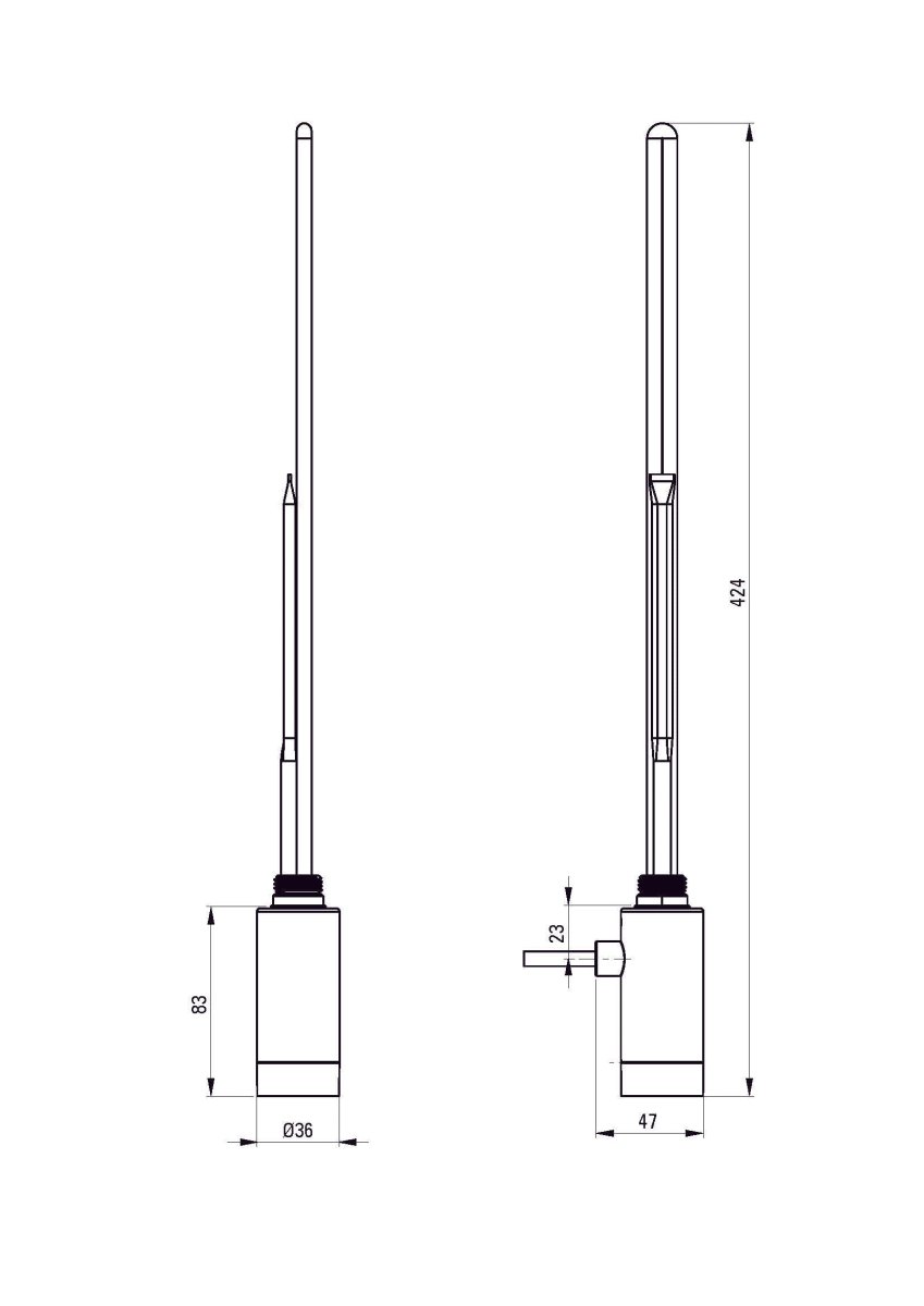 DEANTE Silia Heizpatrone für Badheizkörper – 400 W // Stahl Matt // AGI - F401 erhältlich bei Twoda Shop
