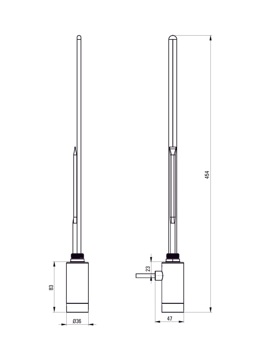 DEANTE Silia Heizpatrone für Badheizkörper – 600 W // Titan Matt // AGI - D601 erhältlich bei Twoda Shop
