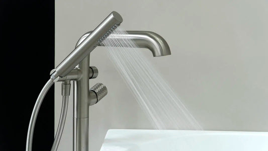 DEANTE Silia Hexa Wannenarmatur Freistehend mit Brausegarnitur // gebürsteter Stahl // BHS - F17M erhältlich bei Twoda Shop