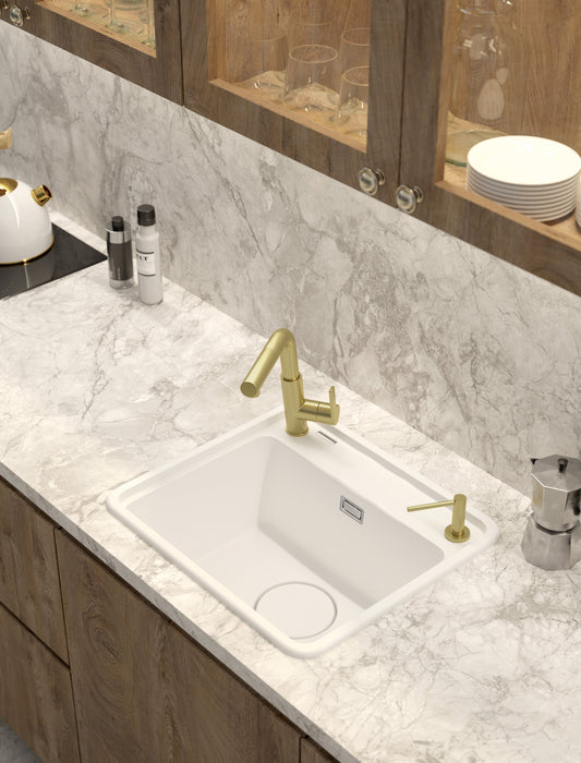 DEANTE Silia Küchenarmatur mit ausziehbarem Auslauf // gebürstetes Gold // BQS - R73M erhältlich bei Twoda Shop