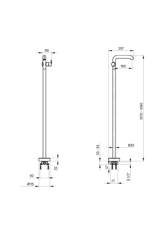 DEANTE Silia Waschtischarmatur Freistehend // Titanium // BQS - D2KK erhältlich bei Twoda Shop
