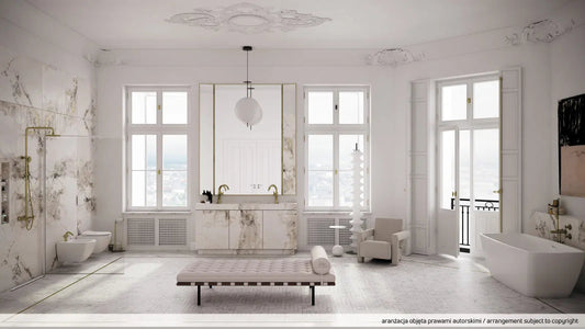 DEANTE Silia WC - Papierhalter 3 - in - 1 mit Ablage und Bürstenhalter // Gebürstetes Gold // ADI - R732 erhältlich bei Twoda Shop