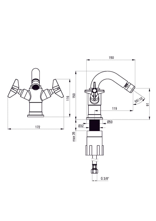 DEANTE Temisto Bidet - Armatur // Chrom // BQT - 030D erhältlich bei Twoda Shop